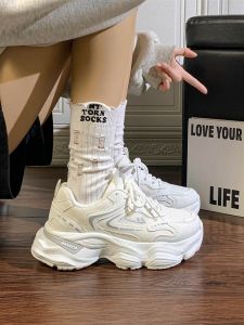 Womens Casual Sport Shoes Thick Bottom Heightening Retro Dad Shoes Spring New Style Lightweight Comfortable Fashionable