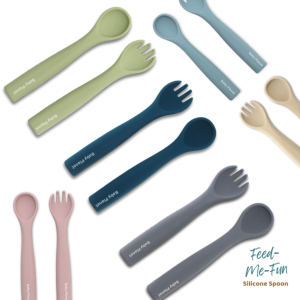 Baby Feed-Me-Fun Fork & Spoon | Silicone BPA Free Phthalate Non-Toxic FDA Approved