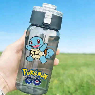 Keeppley | 600ml Pokemons Charizard Water Bottle Anime Pikachus Bulbasaur Kids Outdoor Transparent Straw Cup Cartoon Boy Girl Drink Bottles