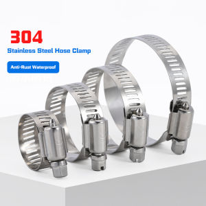 Adjustable 304 Stainless Steel Pipe Clamp Worm Drive Hose Hoop Rustproof Tube Fastener for Range Hood Water Pipe Air Hose Indu