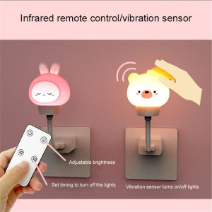 KEBIDU USB LED Night Lamp Baby Night Light Bedside Light Bear Rabbit For Childrens Night Light For Bedroom Decor Voice-activated