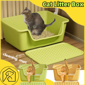 Cat Litter Box with Cleaning Mat Extra Large Cat Toilet Edge Splash Proof Cat Litter Tray Pet Supply