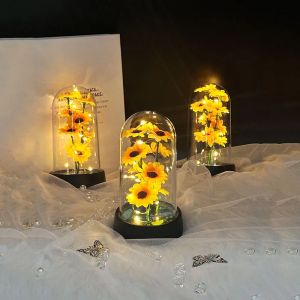 Artificial Sunflower Plastic Set Valentines Day Mothers Day Eternal Flower Gift Birthday Gift Can Light Up