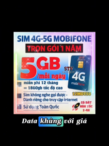 Sim 4G 5G Mobifone Trọn gói 1 năm 12mdt150 (500gb/ tháng) 12mdt50(5gb/ngày) mfy(100gb/tháng) Mdt350(4gb/tháng).FreeShip- chưa kích hoạt.