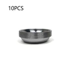 5/10Pcs 9CM Dining Dish Stainless Steel Round Plate Shallow Tray BBQ Picnic Camping Food Container Tableware Set