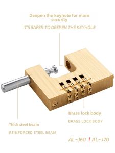 Large Outdoor Waterproof Pure Copper Mechanical Combination Lock Solid Brass Chain Link Door Lock Travel Security Gear