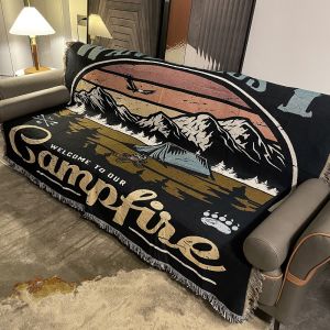 American Style Camping Blanket Cotton Sofa Pad Woolen Decorative Bedroom Living Room Rectangular Hand Washable Machine Washable