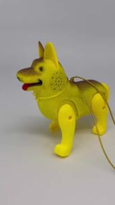 แบตเตอรี่ขับเคลื่อน สุนัขเดินมีไฟและเชือกดึง ของเล่นสำหรับเด็ก