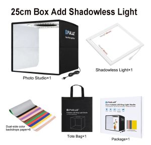 PULUZ | PULUZ 25cm Folding Portable High CRI Ring LED Photo Lighting Studio Tent Box Shadowless Light Lamp Panel Pad with 12 Color Backs
