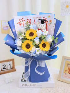 Adult Graduation Sunflower Rose Soap Flower Eternal Flower Gift for Girls Best Friend Home Decoration Handmade Floral Arrangement