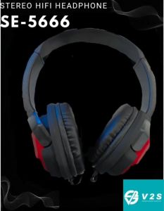 V2S SE5666 3.5mm Jack Stereo Hifi Wired Headphone With Built In Microphone