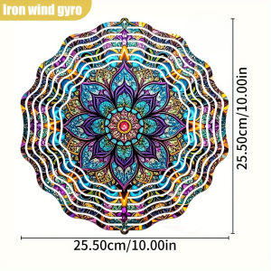 CIFbuy | 10in Colorful Mandala 3D Spinner 360° Rotating Hook DIY Double-Sided Round Art for Indoor Outdoor Decor