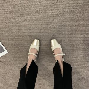 French Style Mary Jane Shoes Womens Spring Summer 2023 New Retro British Flat Heel Fashionable Ultra-Fine Fiber Leather Shoes