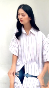 MASCOT Kemeja Salur Wanita Tangan Pendek (M. 2424) Cotton Tokyo Premium