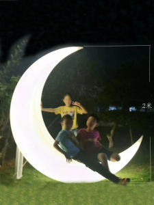 Luminous Moon Swing Large Moon Lamp Photography Props Outdoor Decorative Lighting Homestay Light Internet Famous Crescent Lamp