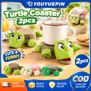 YOUYUEPIN Funny Turtle Coaster Pressure Activated Pop Up Eyes Limbs Surprise Cup Mat Heat Resistant Anti Slip Coaster Home Office Prank Toy Desktop Decoration