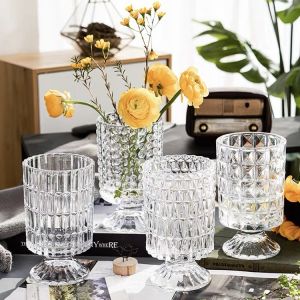 Lọ hoa thuỷ tinh Qhouse lọ cắm hoa dạng ly kích thước lớn sang trọng bình hoa trang trí phòng khách để bàn làm việc độc đáo