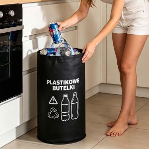Foldable Bottle Recycling Bag Non-Woven Fabric Waterproof Bag with Cloth Handle Household Kitchen Classification Storage Bin Portable Dirty Clothes Basket