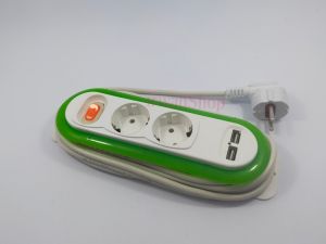 Stop Kontak Arde 2 Lubang + Kabel 3 Meter 2 Port USB