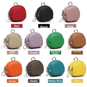 MEIFEI | Leather Mini Wallet with Double Zipper Large Capacity Coin and Key Organizer