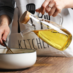 LoviRa 1000ml Glass Oil Bottle Cooking Oil Vinegar Soy Sauce Bottle Leak Proof Kitchen Tools