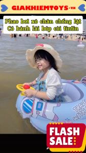 (Loại Tốt) Phao Bơi Chống Lật Xỏ Chân Phi Thuyền Có Bánh Lái Và Còi (Hồng và Xanh)