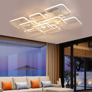 LANTU ไฟติดเพดาน LED สีขาวรีโมทคอนโทรลหรี่แสงได้120ซม.-ตารางติดตั้งที่ทันสมัยสำหรับห้องนั่งเล่นและไฟห้องนอน