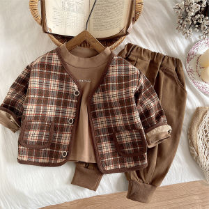 Cute Boys Spring Outfit Set 3-Piece Trendy Childrens Clothing Cotton Casual Style Baby Boy Fashionable Spring Ensemble
