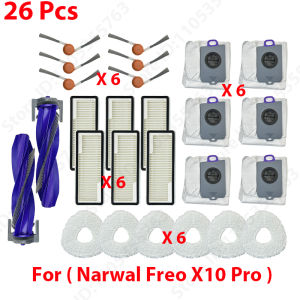 Fit For ( Narwal Freo X10 Pro ) Vacuum Parts Main Roller Side Brush Cover Filter Mop Cloth Dust Bag Accessories