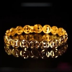 bracelet 18k gold pawnable mens dark clasp domineering boss wide-brimmed bracelet Non Fading Pawnable Nasasangla