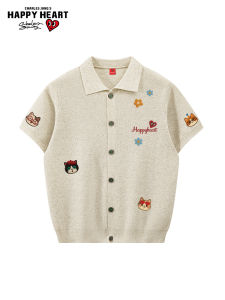 CHARLES JANGS HAPPY HEART | Hearts and Cat Printed Polo Knitwear