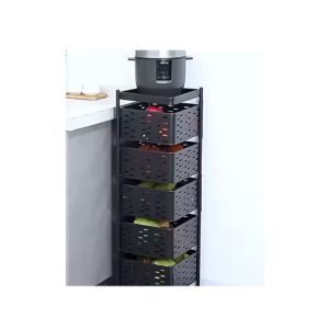 Kệ xoay đa năng 5 tầng thép không gỉ bánh xe di chuyển dễ dang. Giá để đồ nhà bếp hoa quả nhiều tầng xoay 360 độ-ESTLA