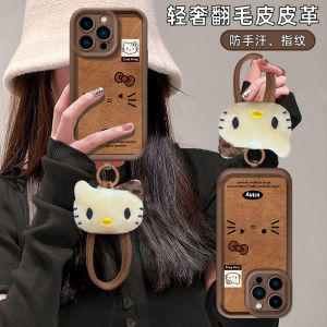Phone Case Realme 12X 12 Pro + Plus 5G Casing New Design Retro Leather 3D Cute Cartoon HelloKitty Plush Doll Silicone Soft Cover with Lanyard