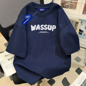 เสื้อยืดแขนสั้นผ้าฝ้ายแท้ WASSUP Pure Cotton 320g สำหรับผู้ชาย สไตล์อเมริกันย้อนยุค ลำลอง ปกติ ฤดูร้อน ใหม่ เสื้อตัวบน