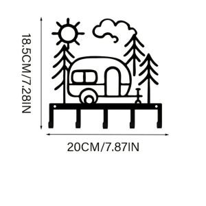 CIFbuy | CIFBUY RV Camping Forest Sun Iron Wall Art Metal Key Hook Decor for Home Entryway Outdoor Lover Gift Vintage Wall Decor