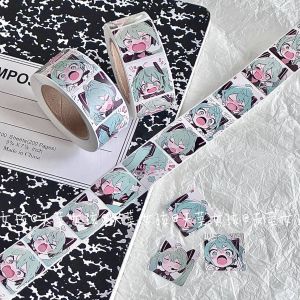 Bandai | 500PCS Japanese Classic Anime Hatsune Miku Roll Sticker Handbill Material Cute High Appearance Level Envelope Sealing Sticker