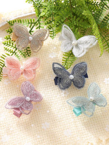 กิ๊บติดผมผีเสื้อปักลายจิ๋ว ประดับมุก ทรงผีเสื้อ ทรงหางนกยูง สำหรับผู้หญิง เครื่องประดับผมสไตล์เกาหลี เครื่องประดับแฟชั่น