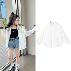 Girls Summer Shirt Jacket Lightweight Sun Protection Fashionable Childrens Outerwear Breathable Quick Dry Ultralight Korean Style