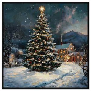 Tranh cây thông noel mùa đông.Tranh treo tường dán tường sơn dầu canvas trang trí. CGI-1808