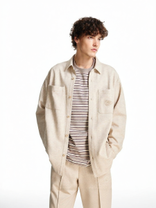 SEASON HIGH | NFL Collaborated Fall Loose Flocking Embroidery Multi-pockets Stylish Shirt