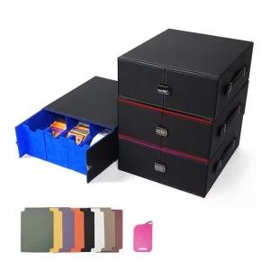 PU Leather Card Storage Box Holds 1000+ Trading Cards Large Capacity Handheld Card Deck Box for MTG TCG Baseball Sport Cards