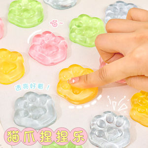 Creative Jelly Cat Paw Squeezable Stress Relief Cartoon Student Gift Transparent Pressure Relief Toy for Children And Students