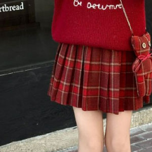 LIREGONGZHU | Warm New Autumn Winter Red Girls Sweater Set