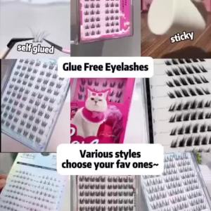 【SG STOCK】Glue-free Natural False Eyelash Handmade Lashes Self-glue Eyelash No glue Mengjingshangpin