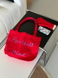 Nordic Simple Colorful Letter Canvas Bag College Style Red Blue Graffiti Cloth Bag Single Shoulder Youth Casual Tote Bag