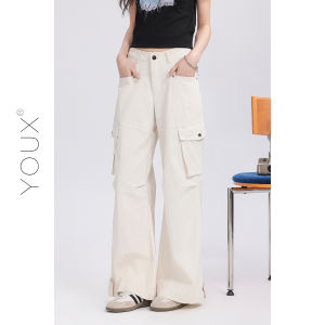 Cool Casual Pants for Women with Pockets Wide Leg Workwear Style Versatile High Waist Zipper Polyester Fiber Summer New Arrivals