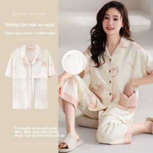 Áo ngủ MiiOW cho nữ vải cotton 100% thoáng khí có đệm ngực