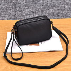 Mini Crossbody Bag Multi-Layer Multi-Pocket Zipper Small Square Horizontal Mobile Phone Bag Casual Versatile Simple Square Bag