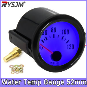 RYSJM | Black Shell White Backlight  Car Water Temperature Gauge 52mm Temp Meter 40-120 Celsius With Water Temperature Sensor 10mm ﻿