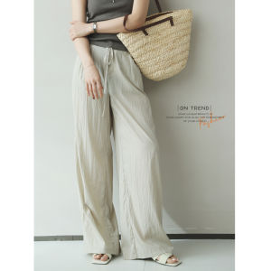 Cool Drapey Loose Fit Lyocell Blend Drawstring Wide Straight Leg Casual Pants